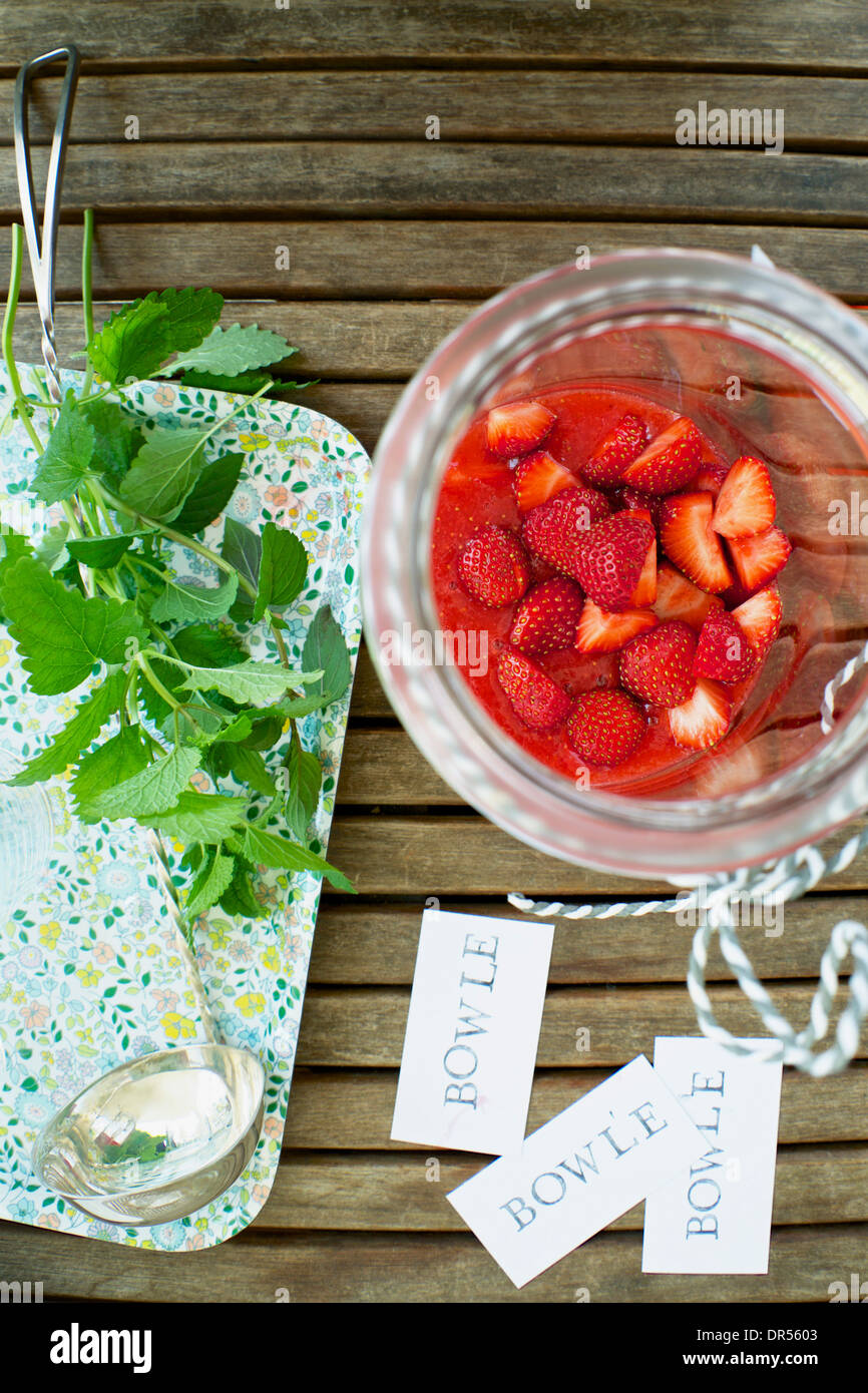 Cold Punch With Strawberries Stock Photo Alamy