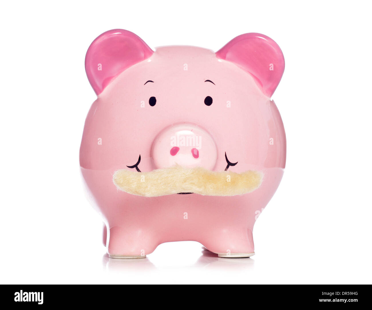 piggy bank with a moustache cutout Stock Photo
