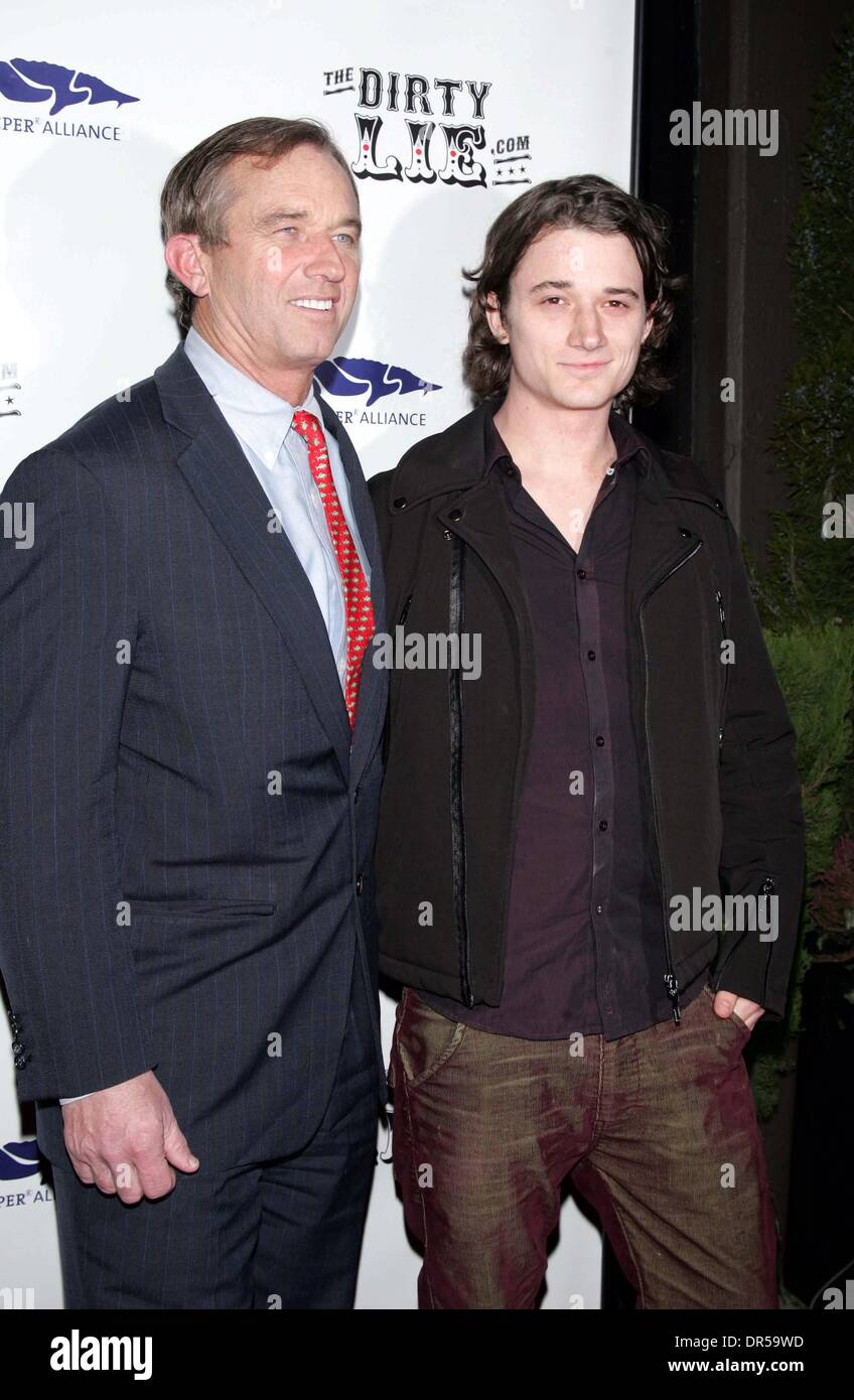 BOBBY KENNEDY JR. AND AND SON BOBBY ARRIVE FOR THE LAUNCH PARTY FOR THE
