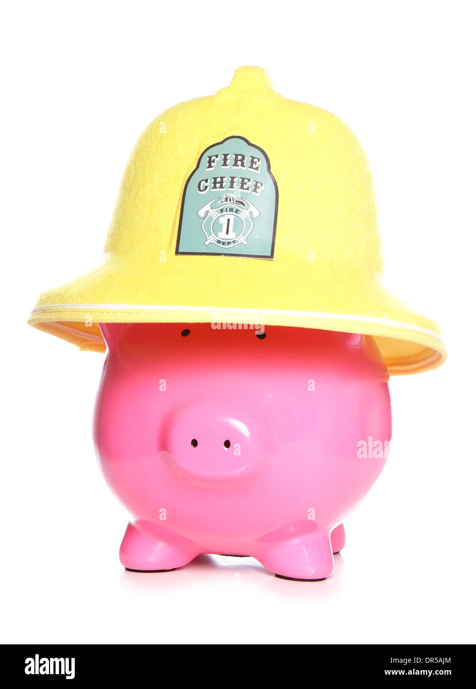 piggy bank fire chief studio cutout Stock Photo