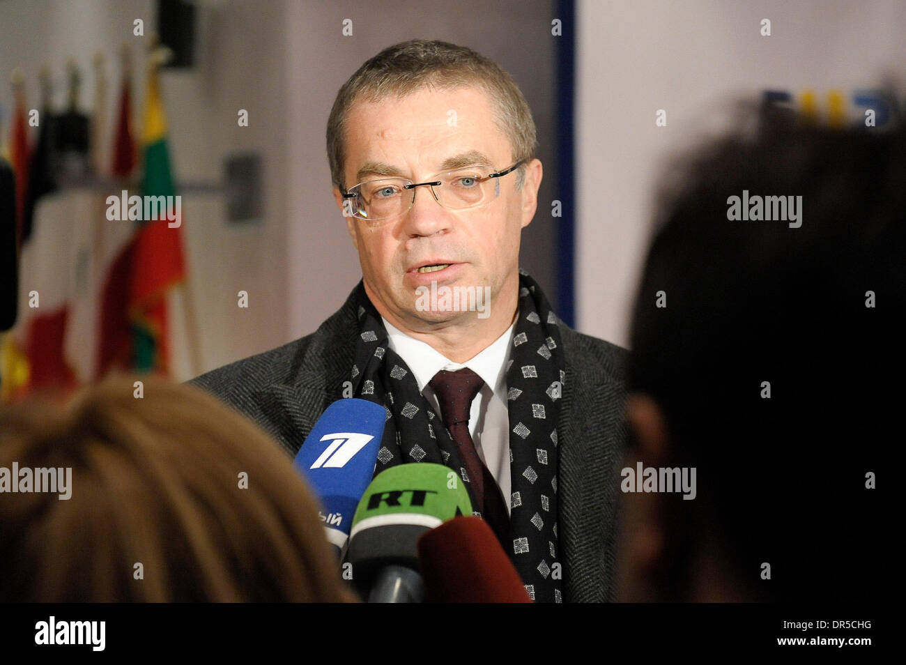 Jan 12, 2009 - Brussels, Belgium - Gazprom deputy Chief Executive ALEXANDER MEDVEDEV talks to the media at the end of an energy council at the European Union council in Brussels. Russian gas supplies via Ukraine are expected to reach European Union consumers within 24 hours of being restarted, EU Energy Commissioner Andris Piebalgs said on Monday. (Credit Image: © Wiktor Dabkowski/ Stock Photo