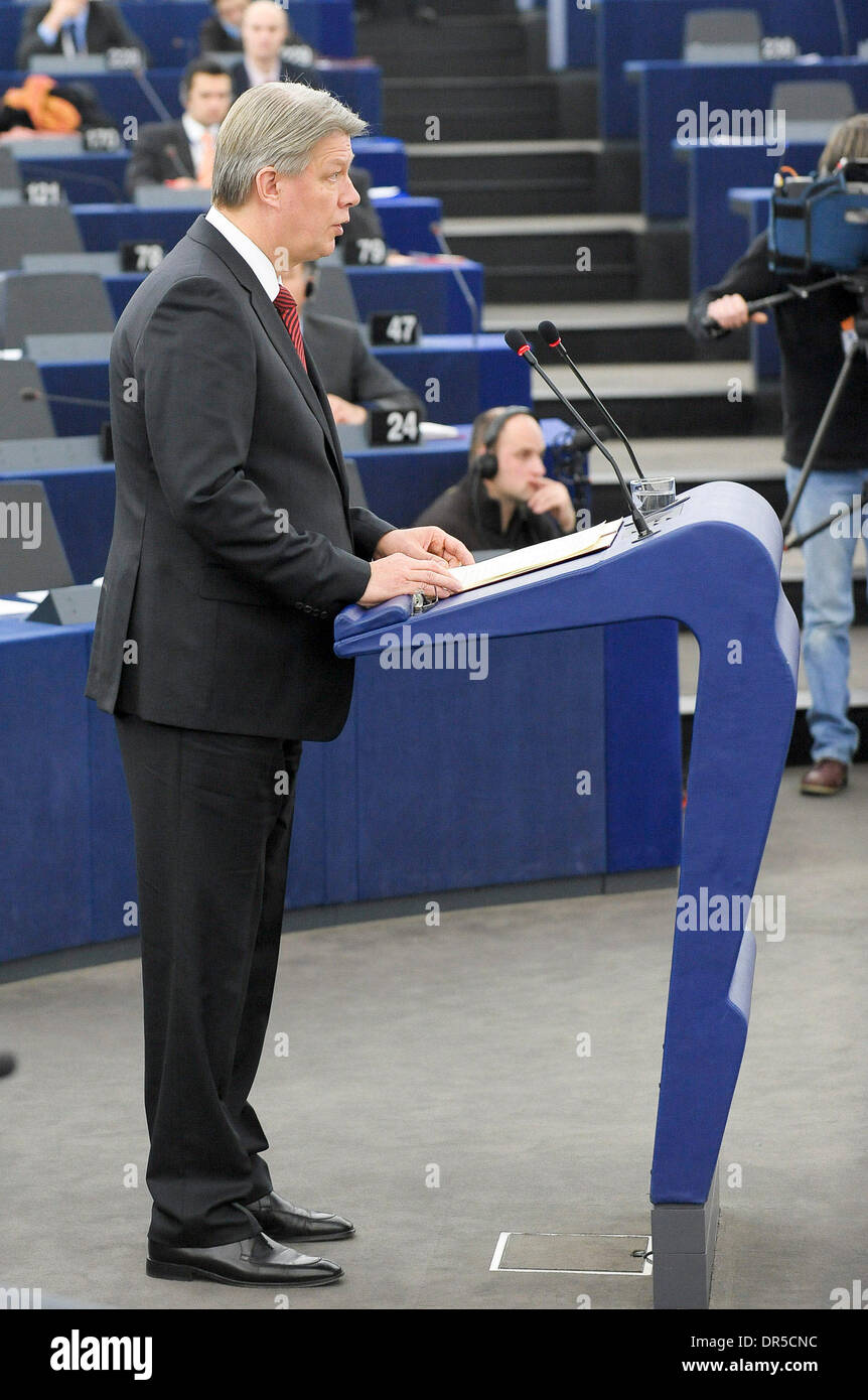 Jan 13, 2009 - Strasbourg, France - Latvian President VALDIS ZATLERS gives a speach in front of EP at European Parliament in Strasbourg, France. (Credit Image: © Wiktor Dabkowski/ZUMA Press) Stock Photo