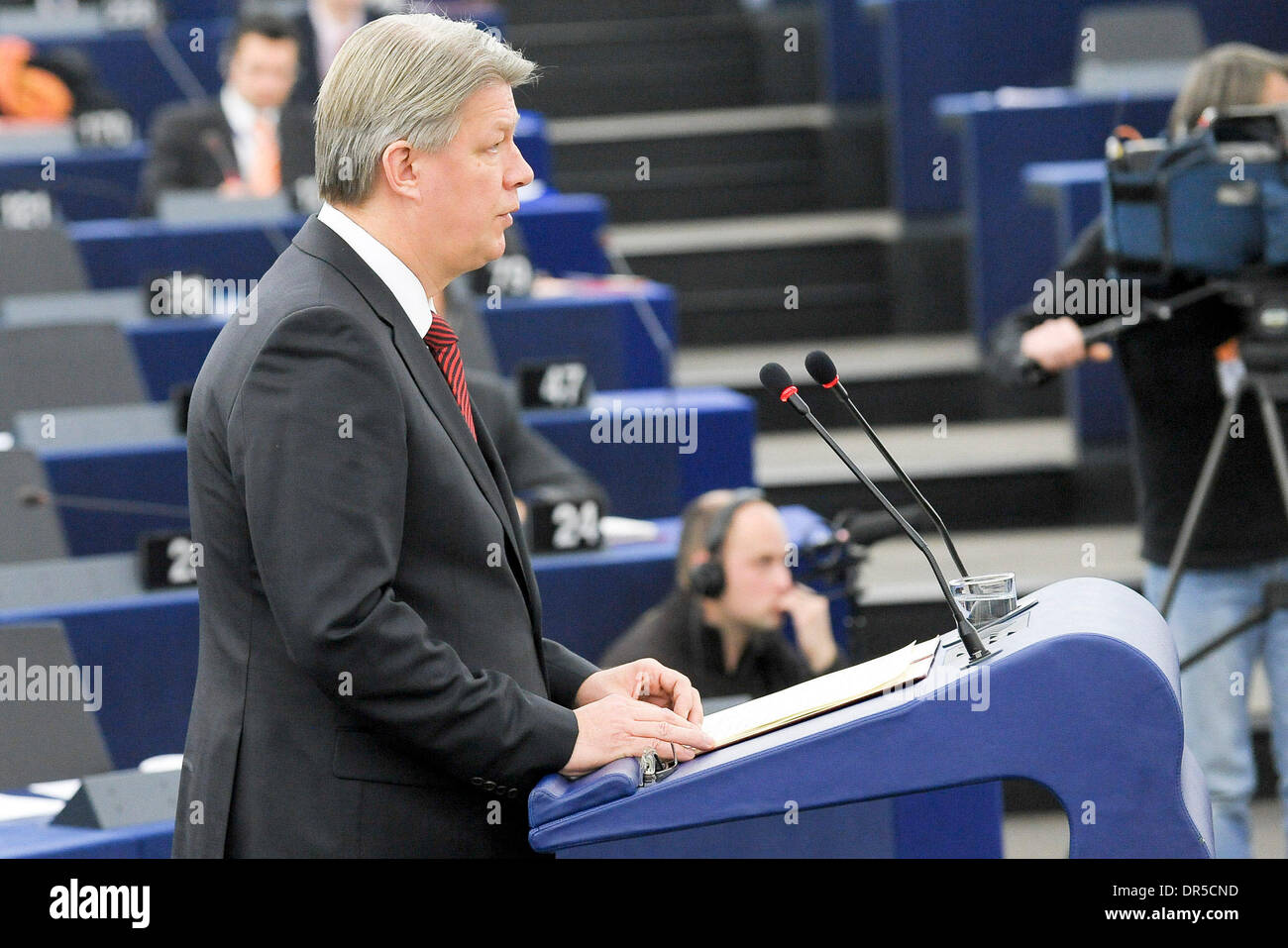 Jan 13, 2009 - Strasbourg, France - Latvian President VALDIS ZATLERS gives a speach in front of EP at European Parliament in Strasbourg, France. (Credit Image: © Wiktor Dabkowski/ZUMA Press) Stock Photo