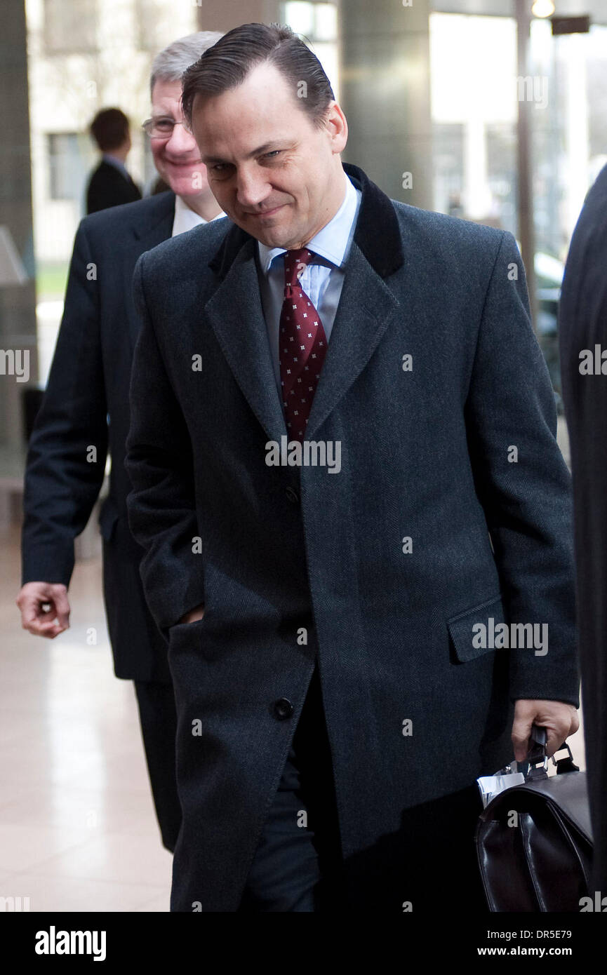 Mar 05, 2009 - Brussels, Belgium - Polish Foreign Minister RADEK SIKORSKI arrives at a NATO Foreign ministers meeting in Brussels, Belgium on 2009-03-05. NATO Secretary General Jaap de Hoop Scheffer called for the alliance to resume top-level talks with Russia which have been frozen since last August's war in Georgia. (Credit Image: © Wiktor Dabkowski/ZUMA Press) Stock Photo
