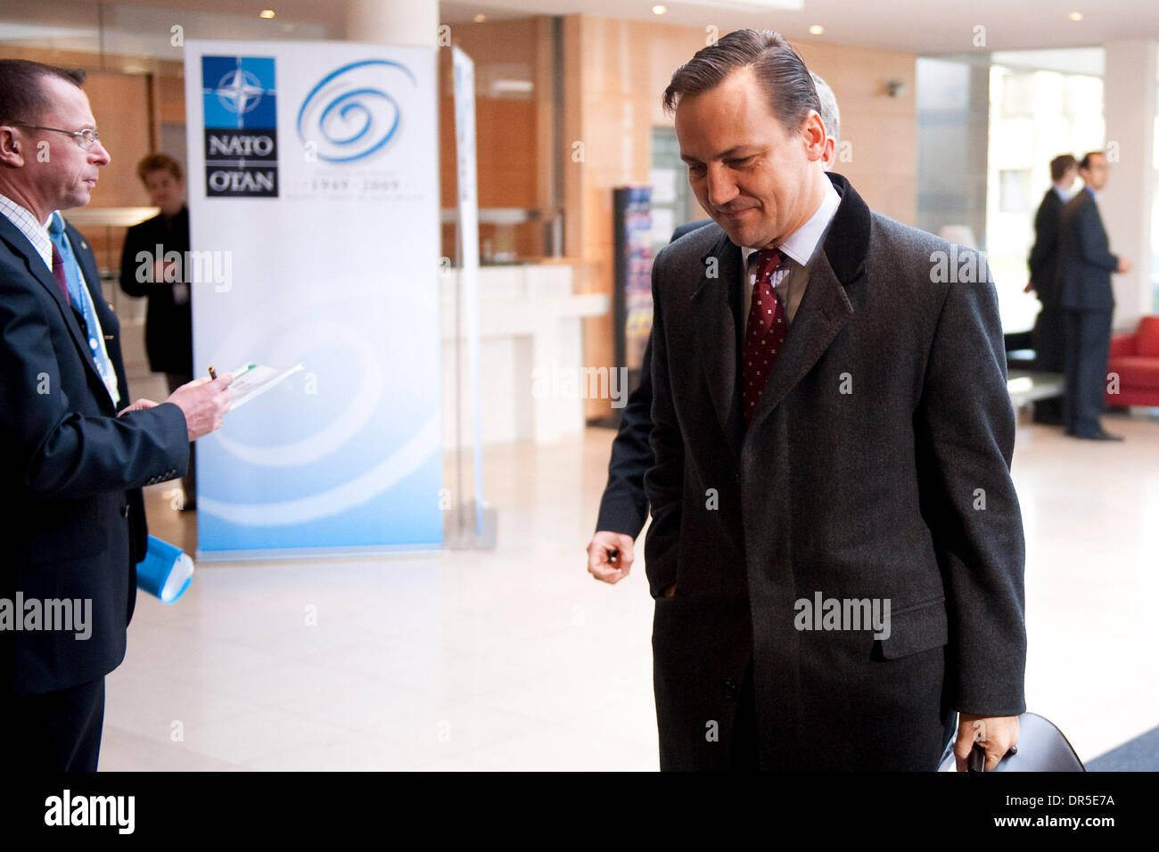 Mar 05, 2009 - Brussels, Belgium - Polish Foreign Minister RADEK SIKORSKI arrives at a NATO Foreign ministers meeting in Brussels, Belgium on 2009-03-05. NATO Secretary General Jaap de Hoop Scheffer called for the alliance to resume top-level talks with Russia which have been frozen since last August's war in Georgia. (Credit Image: © Wiktor Dabkowski/ZUMA Press) Stock Photo