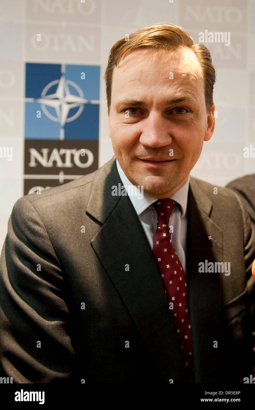 Mar 05, 2009 - Brussels, Belgium - Polish Foreign Minister RADEK SIKORSKI during press briefing after the end of first meeting in Brussels, Belgium on 2009-03-05. NATO Secretary General Jaap de Hoop Scheffer called for the alliance to resume top-level talks with Russia which have been frozen since last August's war in Georgia. (Credit Image: © Wiktor Dabkowski/ZUMA Press) Stock Photo