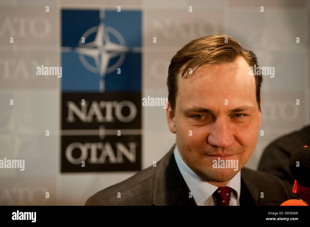 Mar 05, 2009 - Brussels, Belgium - Polish Foreign Minister RADEK SIKORSKI during press briefing after the end of first meeting in Brussels, Belgium on 2009-03-05. NATO Secretary General Jaap de Hoop Scheffer called for the alliance to resume top-level talks with Russia which have been frozen since last August's war in Georgia. (Credit Image: © Wiktor Dabkowski/ZUMA Press) Stock Photo