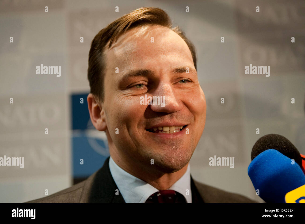 Mar 05, 2009 - Brussels, Belgium - Polish Foreign Minister RADEK SIKORSKI during press briefing after the end of first meeting in Brussels, Belgium on 2009-03-05. NATO Secretary General Jaap de Hoop Scheffer called for the alliance to resume top-level talks with Russia which have been frozen since last August's war in Georgia. (Credit Image: © Wiktor Dabkowski/ZUMA Press) Stock Photo