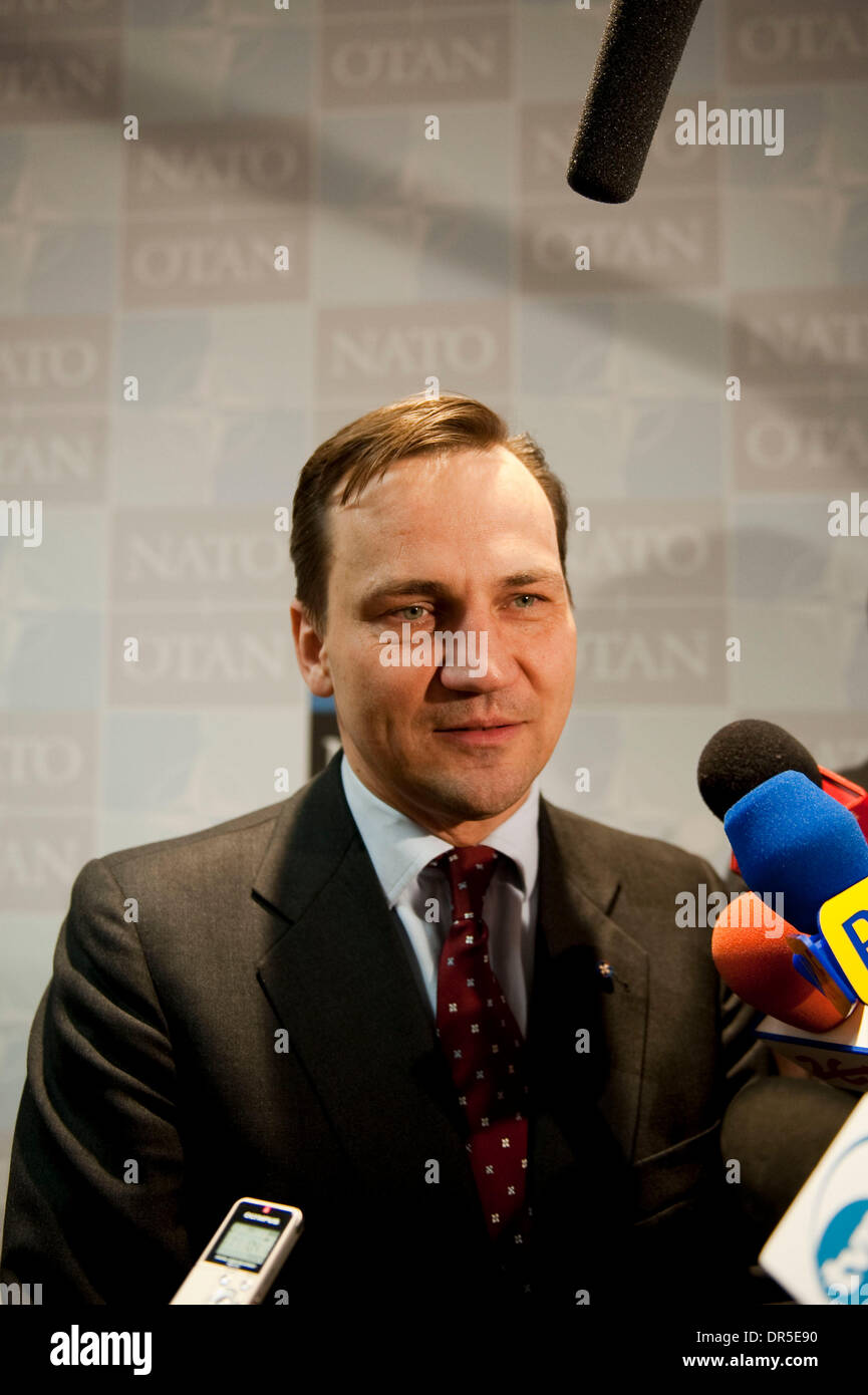 Mar 05, 2009 - Brussels, Belgium - Polish Foreign Minister RADEK SIKORSKI during press briefing after the end of first meeting in Brussels, Belgium on 2009-03-05. NATO Secretary General Jaap de Hoop Scheffer called for the alliance to resume top-level talks with Russia which have been frozen since last August's war in Georgia. (Credit Image: © Wiktor Dabkowski/ZUMA Press) Stock Photo