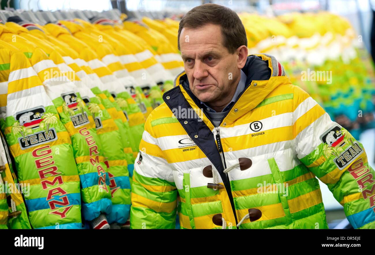 Erding, Germany. 20th Jan, 2014. Alfons Hoermann, president of the German  Olympic Sports Confederation DOSB, receives his outfit during the official  kitting out of the Olympic team for the Olympic Winter Games