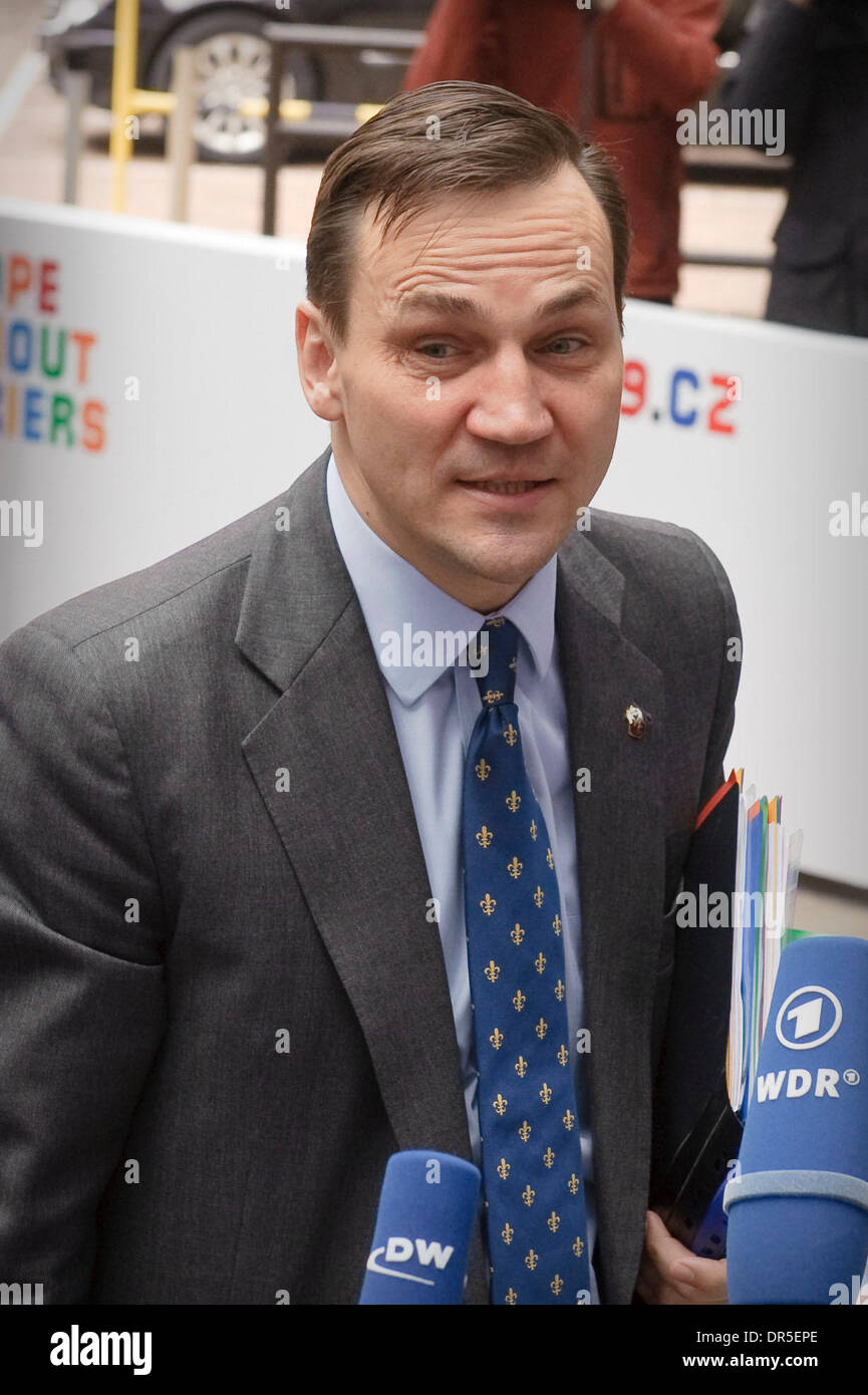 Mar 16, 2009 - Brussels, Belgium - Polish Foreign Minister RADOSLAW SIKORSKI talks to the press prior to a General Affairs and External Relations (GAERC) Council at European Union (EU) headquarters. (Credit Image: © Wiktor Dabkowski/ZUMA Press) Stock Photo