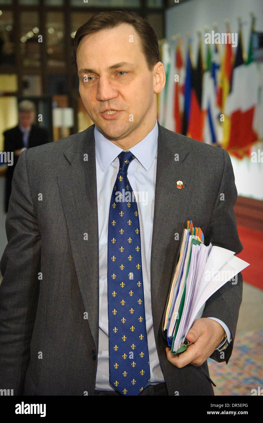 Mar 16, 2009 - Brussels, Belgium - Polish Foreign Minister RADOSLAW SIKORSKI talks to the press prior to a General Affairs and External Relations (GAERC) Council at European Union (EU) headquarters. (Credit Image: © Wiktor Dabkowski/ZUMA Press) Stock Photo