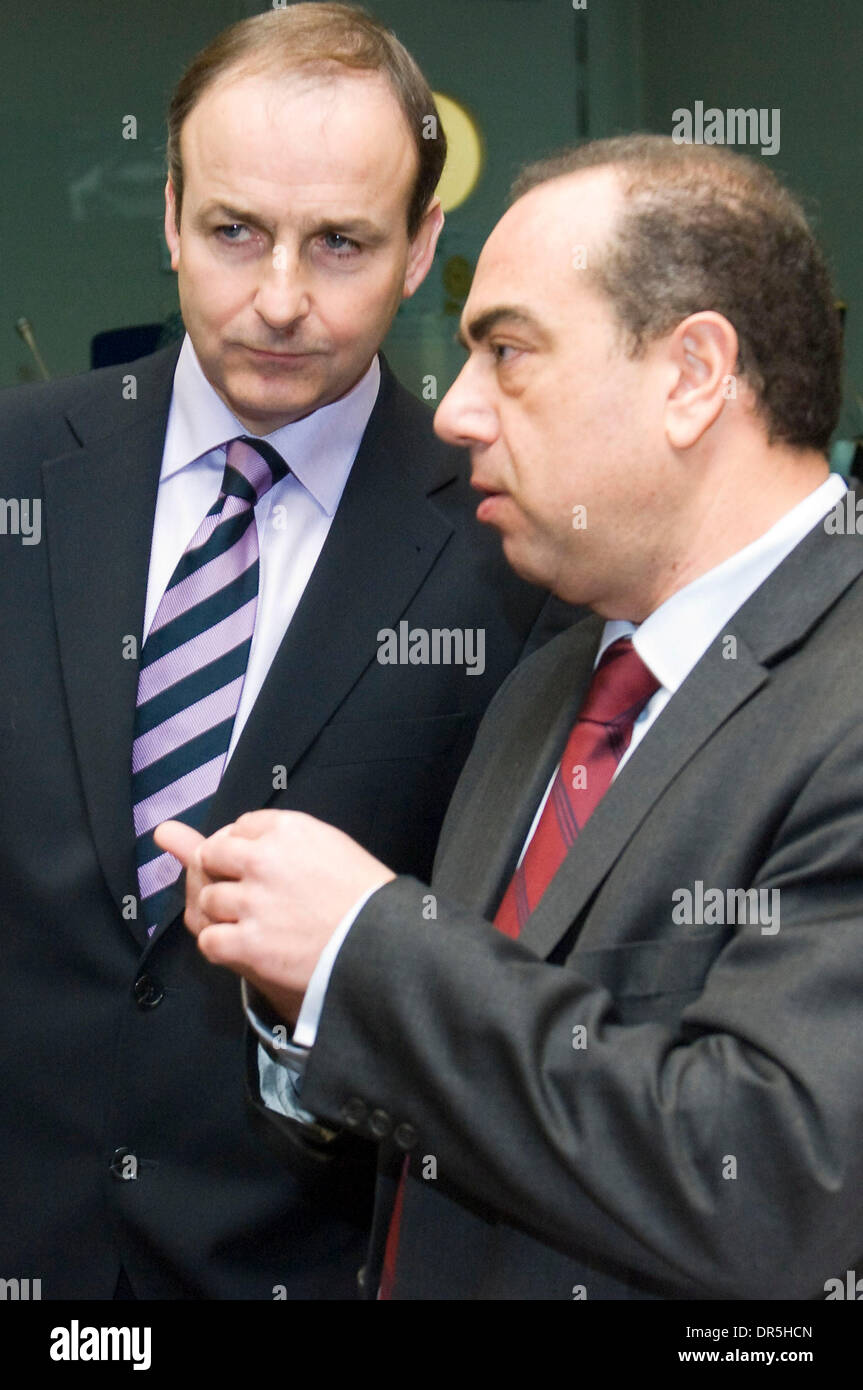Dec 08, 2008 - Brussels, Belgium - Irish Foreign Minister MICHAEL MARTIN (L) and Cyprus Minister MARKOS KYPRIANOU pictured prior to a General Affairs and External Relations Council (GAERC) at European Council headquarters  in  Brussels, Belgium on 2008-12-08. EU foreign ministers gathered to preper European Summit which will take place on thursday and friday in Brussels. (Credit Im Stock Photo