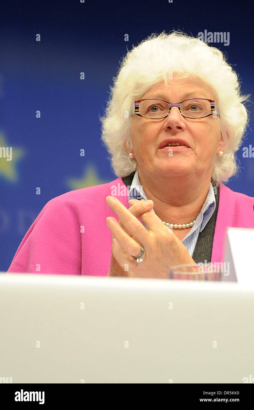 Mar 23, 2009 - Brussels, Belgium - European Commissioner for Agriculture and Rural Development MARIANN FISCHER BOEL holds a press conference at the end of the European agriculture and fisheries ministers council in  Brussels, Belgium. (Credit Image: © Wiktor Dabkowski/ZUMA Press) Stock Photo