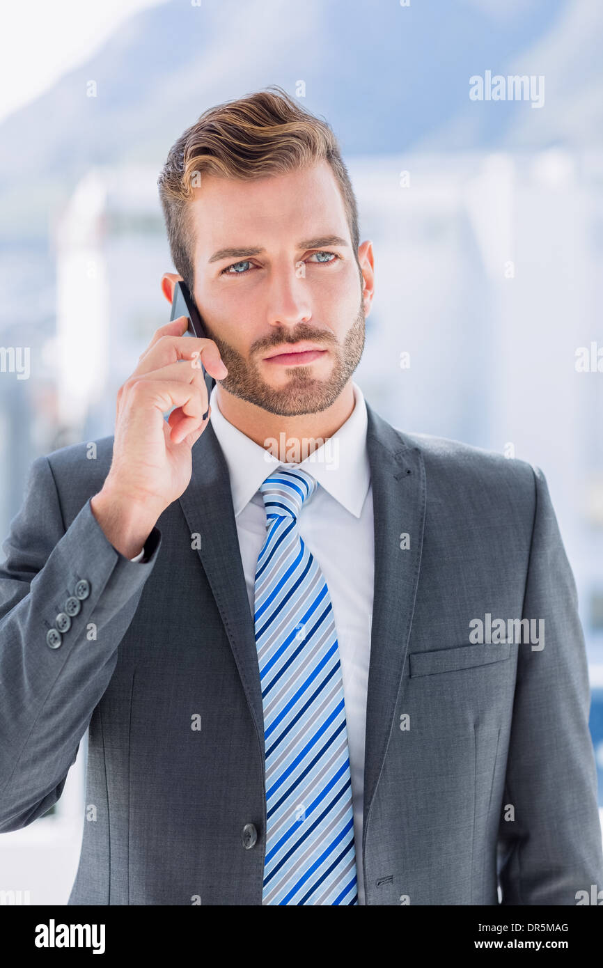 Handsome young businessman using mobile phone Stock Photo