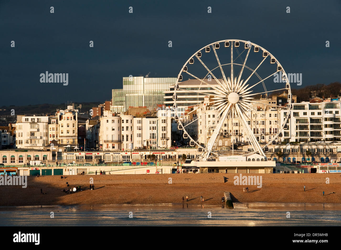 The Brighton Wheel seen against a stormy sky in winter (Brighton, East Sussex, UK) Stock Photo