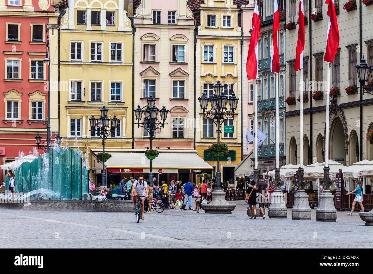 Wroclaw's old town Market Square or Rynek. Stock Photo