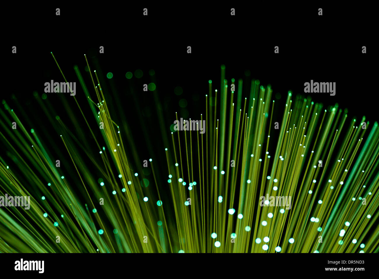Fiber optics closeup, modern computer communication technology Stock