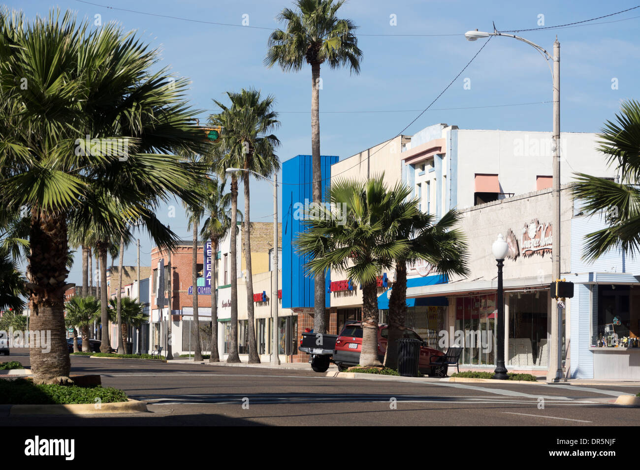 Jackson Street, Harlingen, Texas on a Sunday morning when businesses