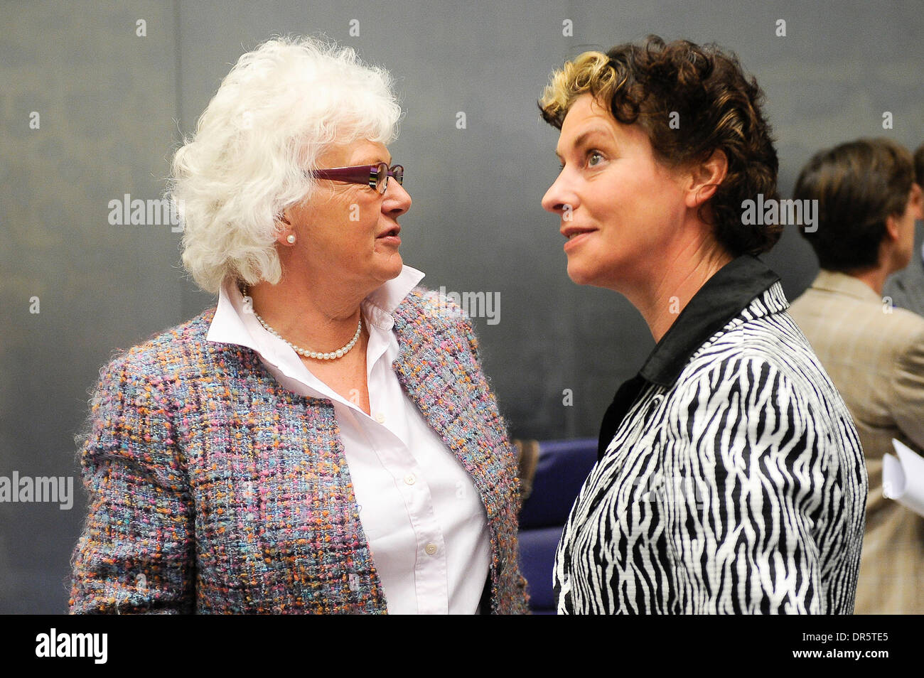European Commissioner for Agriculture and Rural Development Mariann Fischer Boel (L)  chats wth  Dutch Agriculture Minister Gerda Verburg (R)  bofore the EU Fisheries Council, at European Council headquarters  in Luxembourg on 2009-04-24  Â© by Wiktor Dabkowski ....POLAND OUT  (Credit Image: © Wiktor Dabkowski/ZUMA Press) Stock Photo