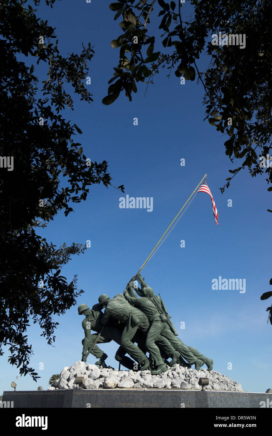 The original Iwo Jima Monument erected at the Merchant Marine Academy in Harlingen, Texas. Stock Photo
