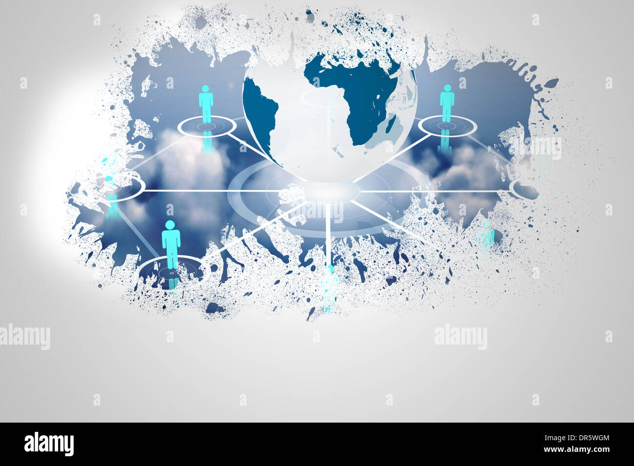Splash on wall revealing technology interface Stock Photo