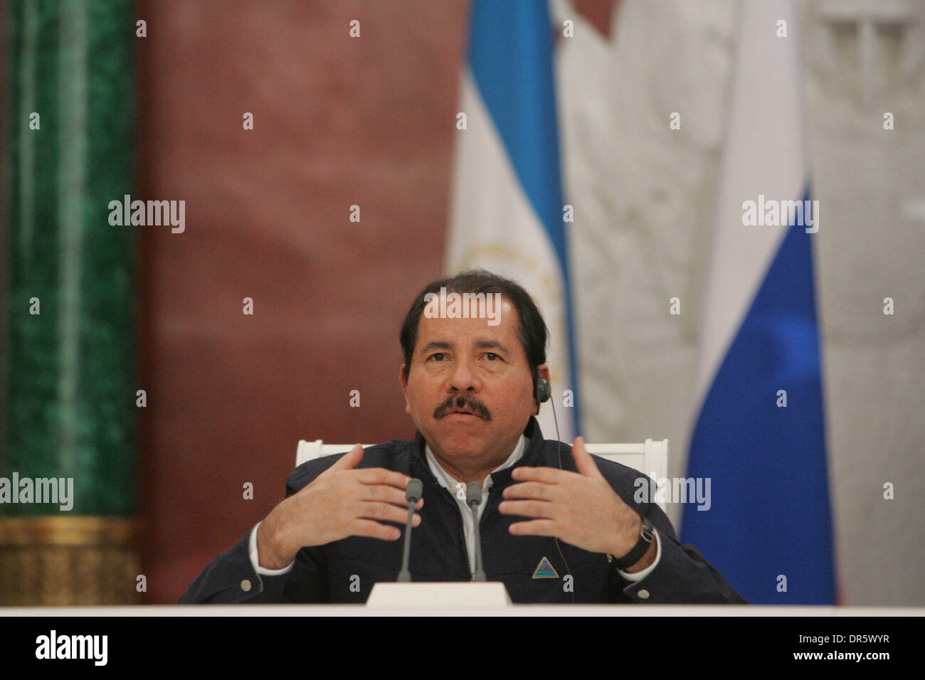 Dec 18, 2008 - Moscow, Russia - President of Nicaragua DANIEL ORTEGA (L) (Jose Daniel Ortega Saavedra) speaks at the meeting with Russian President in Kremlin. The leaders of two countries adopted joint statement about strategic partnership between Nicaragua and Russia.  (Credit Image: © PhotoXpress/ZUMA Press) RESTRICTIONS: * North and South America Rights Only * Stock Photo