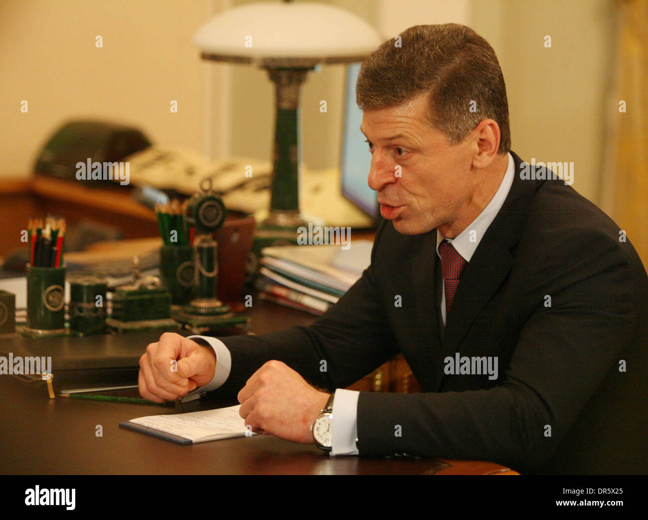 Dec 23, 2008 - Moscow, Russia - Prime-minister of Russia Vladimir Putin (not pictured) at the meeting with his deputy DMITRY KOZAK. Dmitry Kozak is known as a close ally of Vladimir Putin and one of the key figures in the presidential team. (Credit Image: © PhotoXpress/ZUMA Press) RESTRICTIONS: * North and South America Rights Only * Stock Photo
