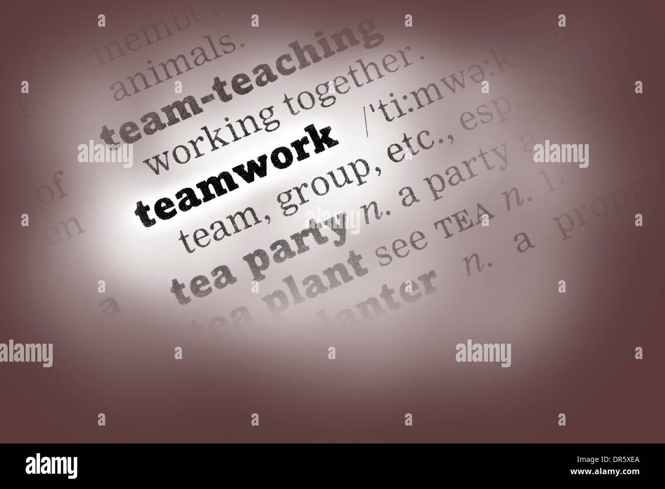 Teamwork Dictionary Definition closeup black and white Stock Photo Alamy