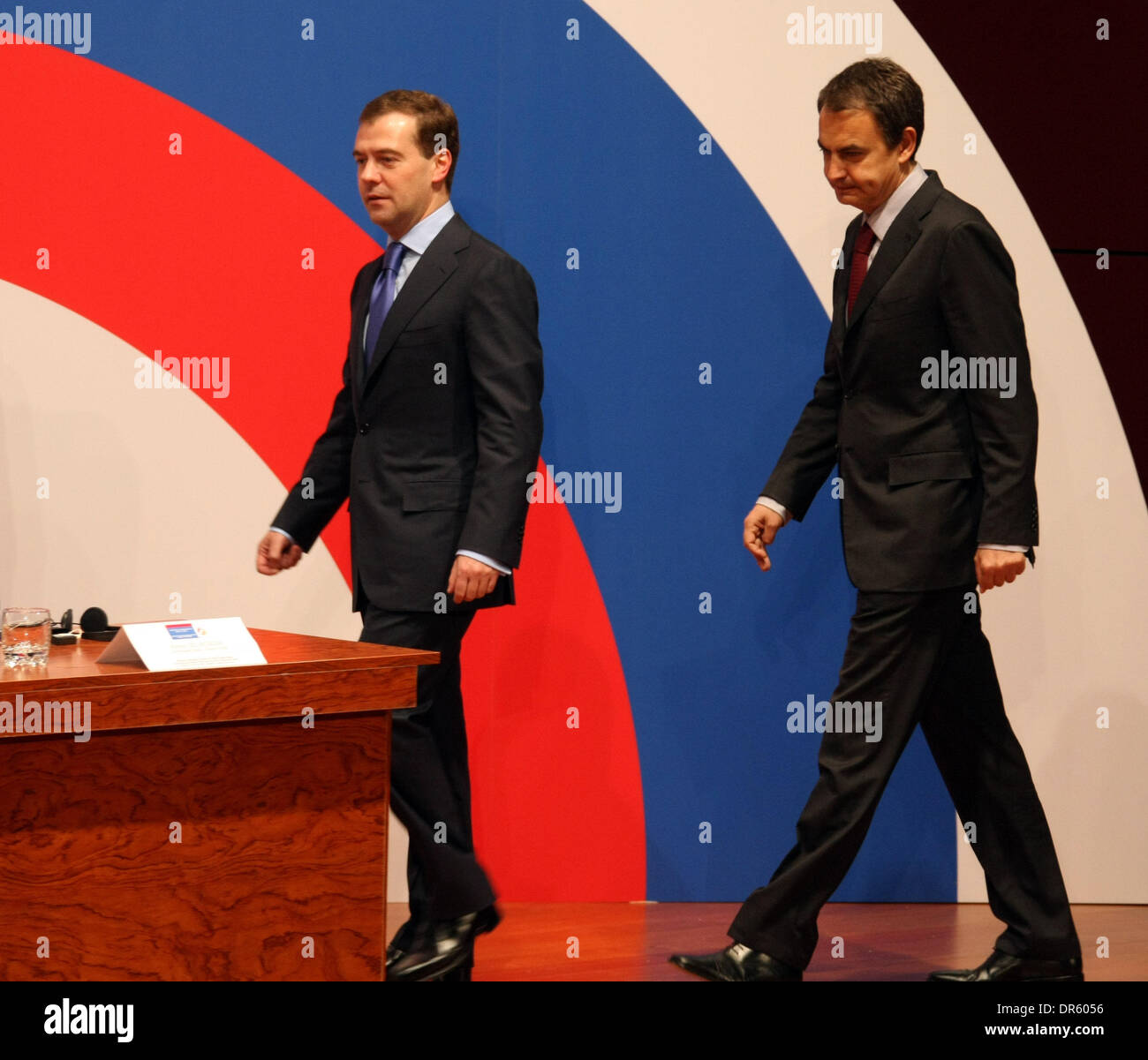 Mar 02, 2009 - Madrid, Spain - Russian President DMITRY MEDVEDEV (L) and Spanish Prime Minister LUIS RODRIGUEZ ZAPATERO at the Russia-Spain Forum in Madrid. (Credit Image: © PhotoXpress/ZUMA Press) RESTRICTIONS: * North and South America Rights Only * Stock Photo