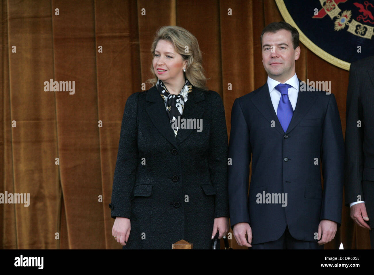 Mar 02, 2009 - Madrid, Spain - SVETLANA MEDVEDEVA and Russian President DMITRY MEDVEDEV at the Zarzuela palace, the official residence of the King and Queen of Spain. (Credit Image: © PhotoXpress/ZUMA Press) RESTRICTIONS: * North and South America Rights Only * Stock Photo