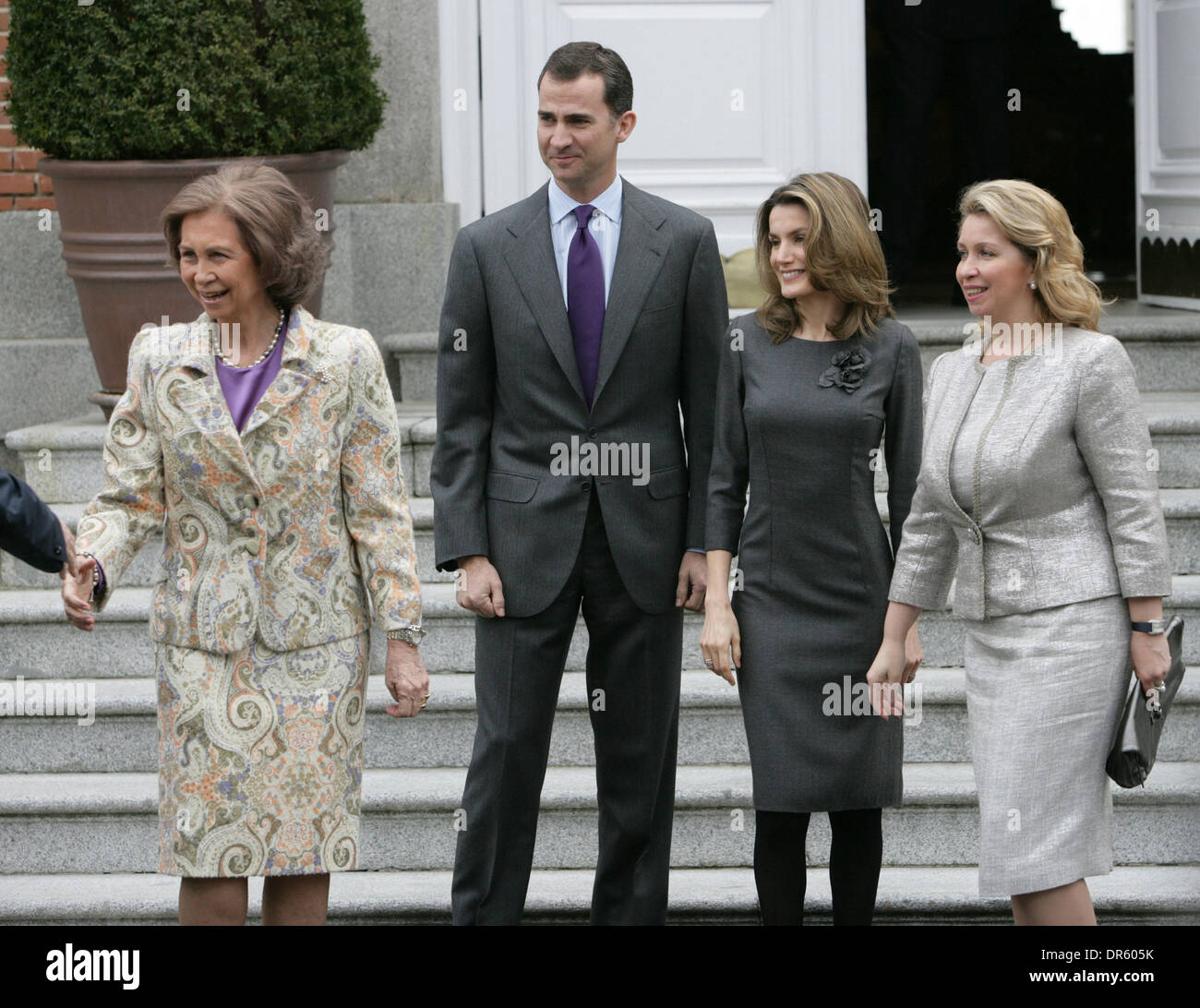 Mar 02, 2009 - Madrid, Spain - (L-R) QUEEN SOFIA, PRINCE FELIPE of Asturias, PRINCESS LETIZIA and SVETLANA MEDVEDEVA, meeting at the Zarzuela palace, the official residence of the King and Queen of Spain. (Credit Image: © PhotoXpress/ZUMA Press) RESTRICTIONS: * North and South America Rights Only * Stock Photo
