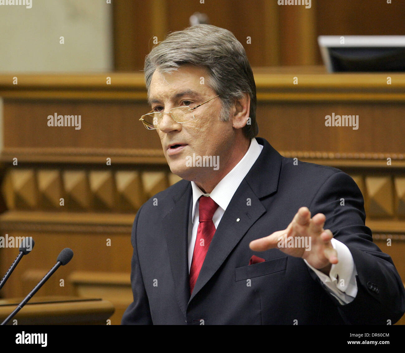 Mar 31, 2009 - Kiev, Ukraine - Ukrainian President VIKTOR YUSHCHENKO during the annual Presidential address in Parliament. (Credit Image: © PhotoXpress/ZUMA Press) RESTRICTIONS: * North and South America Rights Only * Stock Photo
