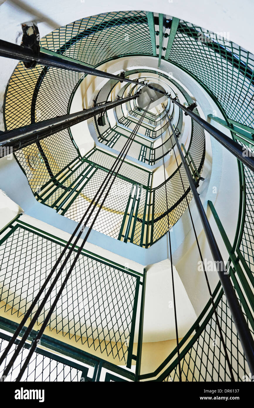 France, Bretagne, Cap Frehel, Elevator in old lighthouse Stock Photo