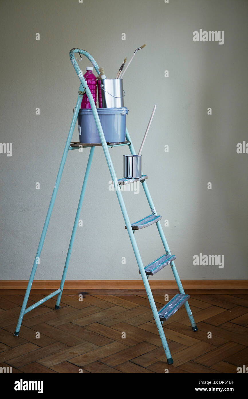 Home improvement, equipment on a ladder, Munich, Bavaria, Germany Stock Photo