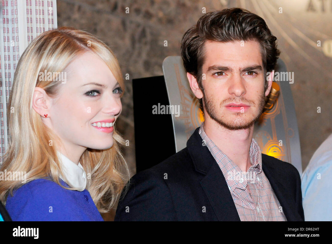 Emma Stone and Andrew Garfield The cast of 'The Amazing Spider-Man' at the  Lighting Ceremony at The Empire State Building New York City, USA -  25.06.12 Stock Photo - Alamy