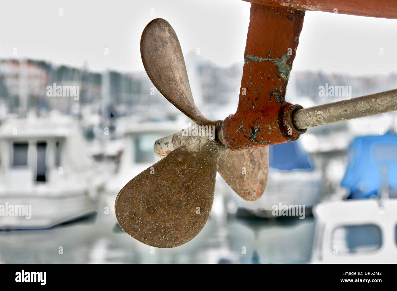 boat propeller ready for cleaning Stock Photo