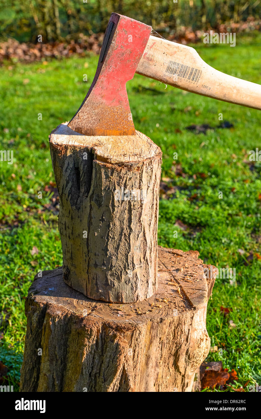 axe in log Stock Photo