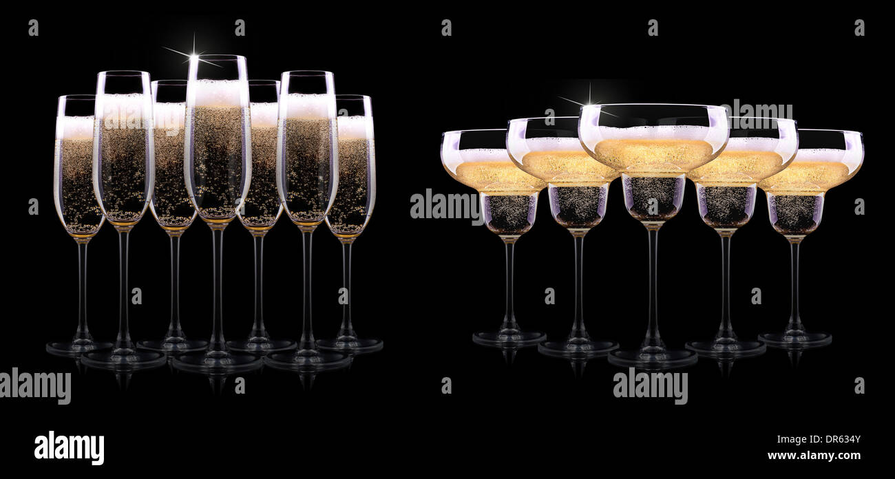 luxury champagne glass on a black background Stock Photo