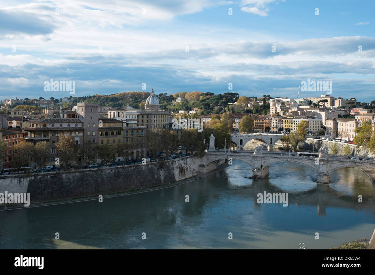 View from Castel Sant'Angelo (Castle Saint Angelo), Rome Italy. Tiber river. Stock Photo