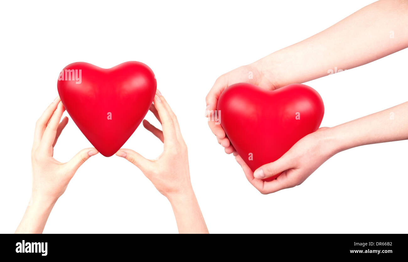 Health insurance or love concept isolated with hand and heart Stock ...