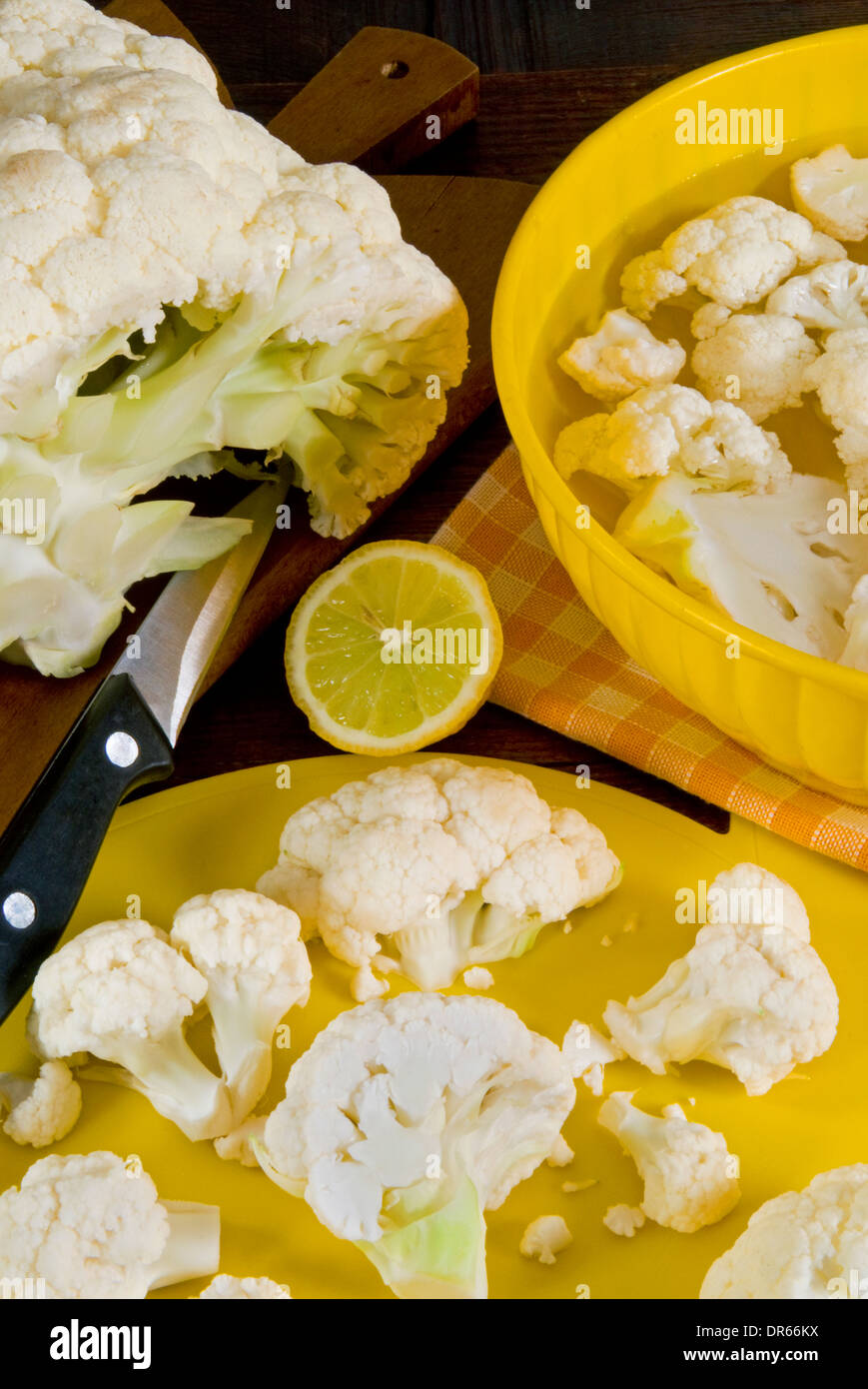 Cauliflower in a kitchen Stock Photo