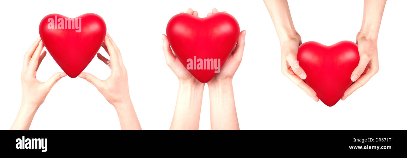 Health insurance or love concept isolated with hand and heart Stock ...