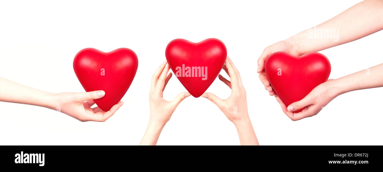 Health insurance or love concept isolated with hand and heart Stock ...