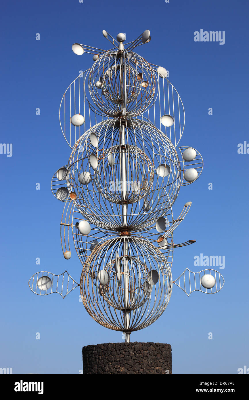 Whirligig Wind Chime by César Manrique at the roundabout in Tahiche, Lanzarote, Canary islands, canaries, spain Stock Photo