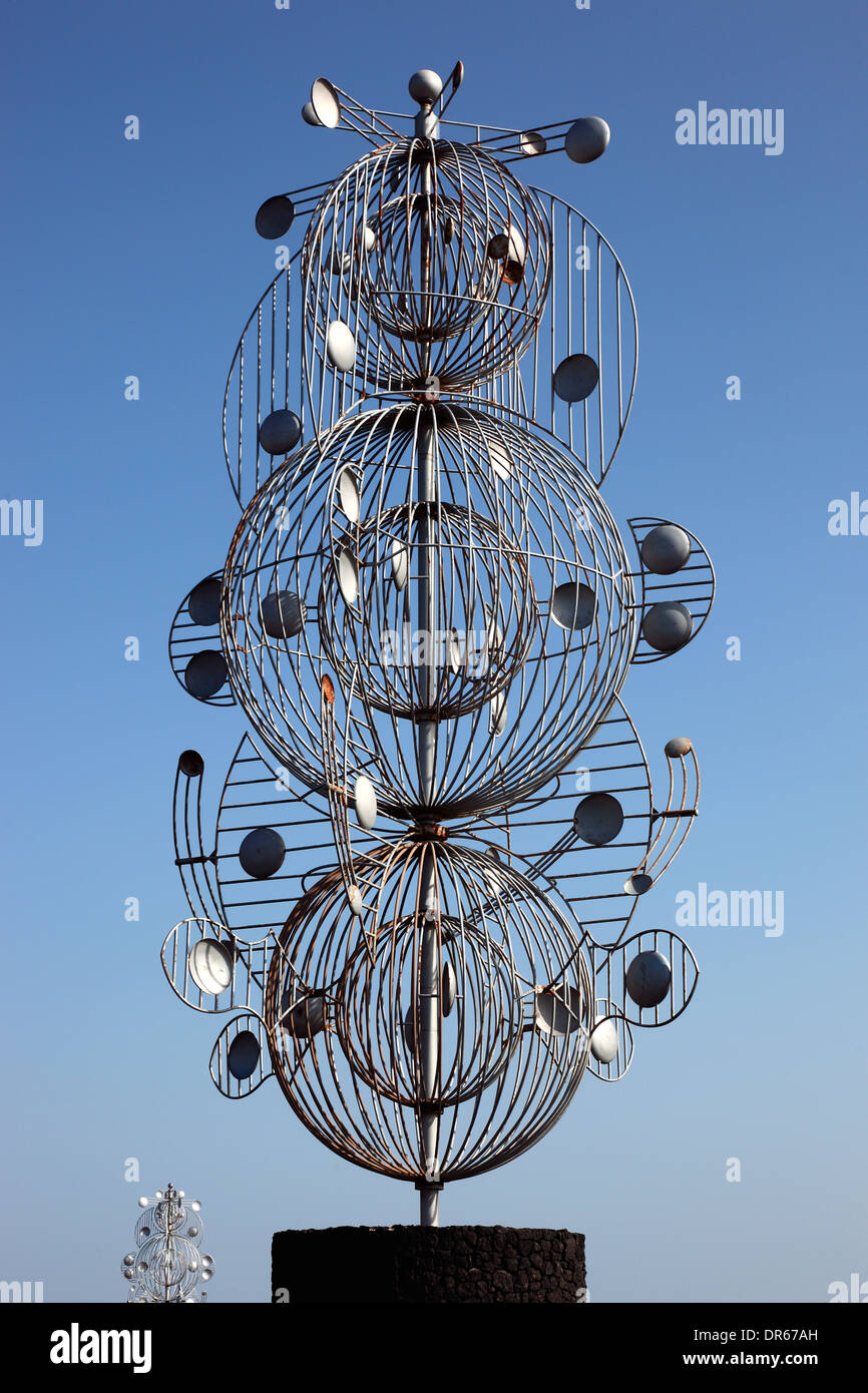 Whirligig Wind Chime by César Manrique at the roundabout in Tahiche, Lanzarote, Canary islands, canaries, spain Stock Photo