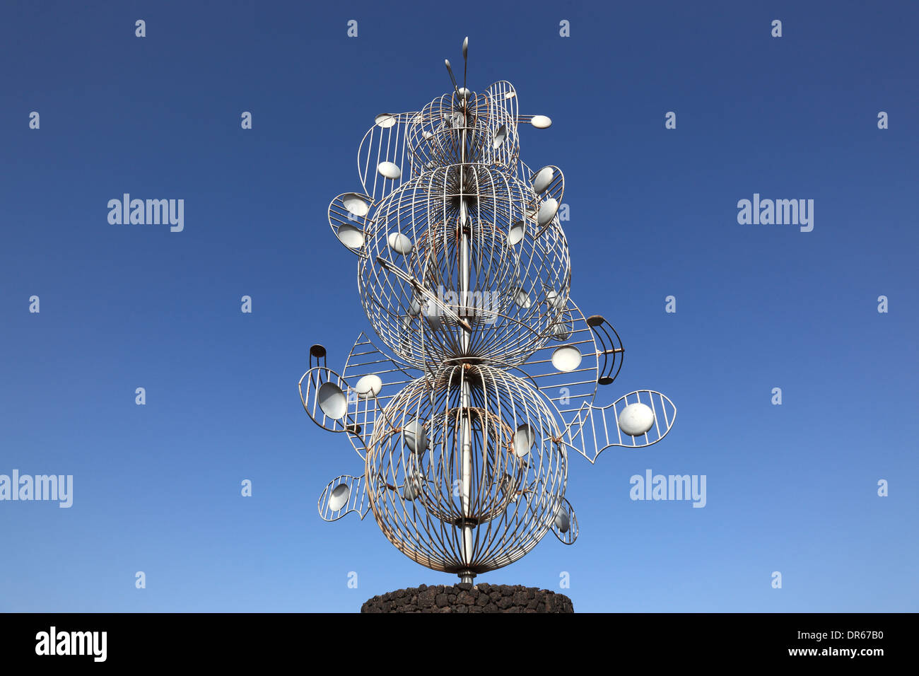 Whirligig Wind Chime by César Manrique at the roundabout in Tahiche, Lanzarote, Canary islands, canaries, spain Stock Photo