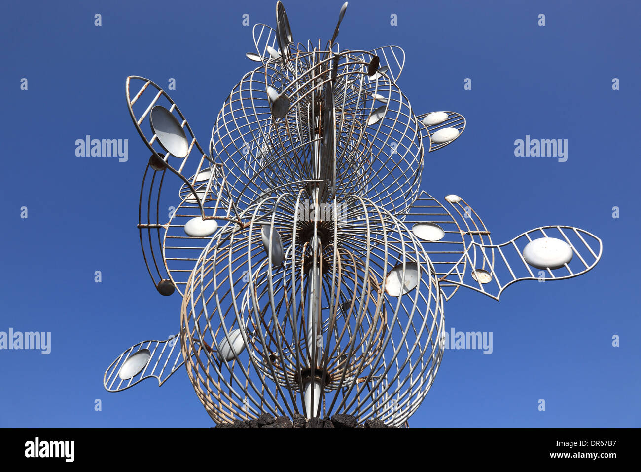 Whirligig Wind Chime by César Manrique at the roundabout in Tahiche, Lanzarote, Canary islands, canaries, spain Stock Photo