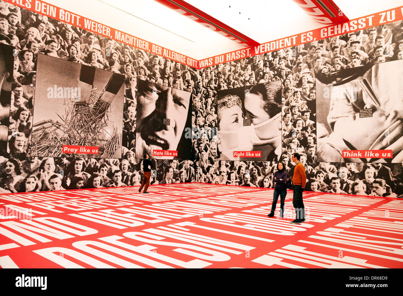 People looking at 'Untitled', 1994/5 by Barbara Kruger, Ludwig Museum of Modern Art, Cologne Germany, Europe Stock Photo