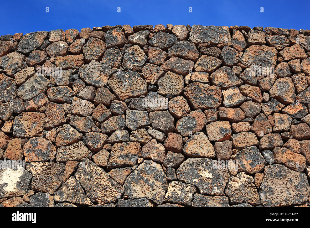 Wall made of volcanic rock, Yaiza, Lanzarote, Canary islands, canaries, spain Stock Photo